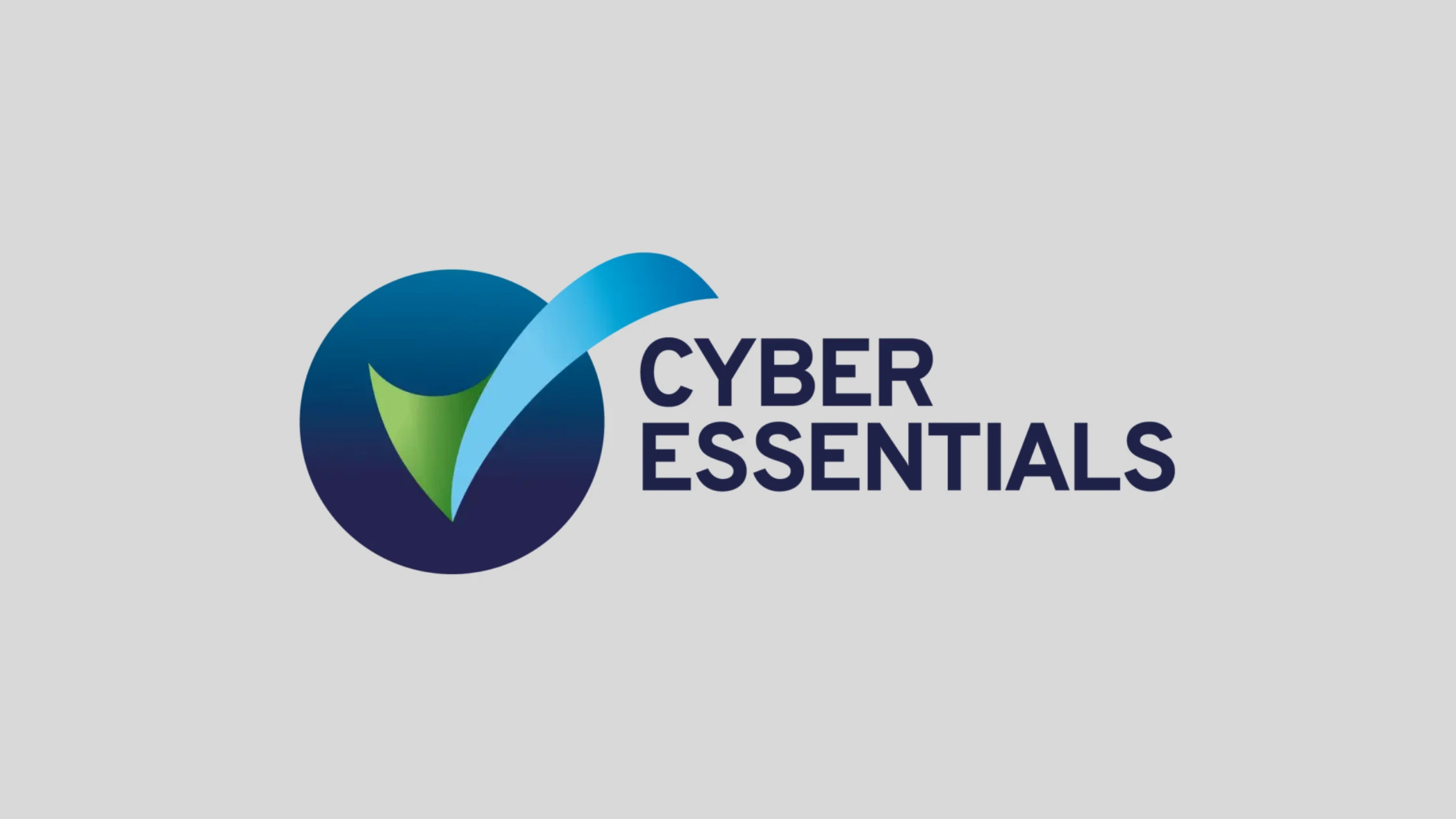 Cyber Essentials Logo - a blue and green tick extending from a blue circle next to the words Cyber Essentials